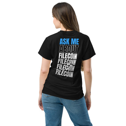 "Ask Me About Filecoin" Unisex classic black tee